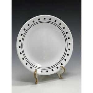 (1) Corelle City Block Bread Butter Plate Black Squares‎ & Lines Vitrelle USA